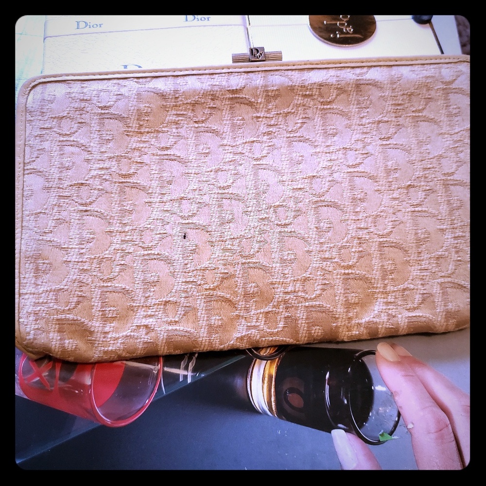 Vintage Dior clutch, brocade gold hardware